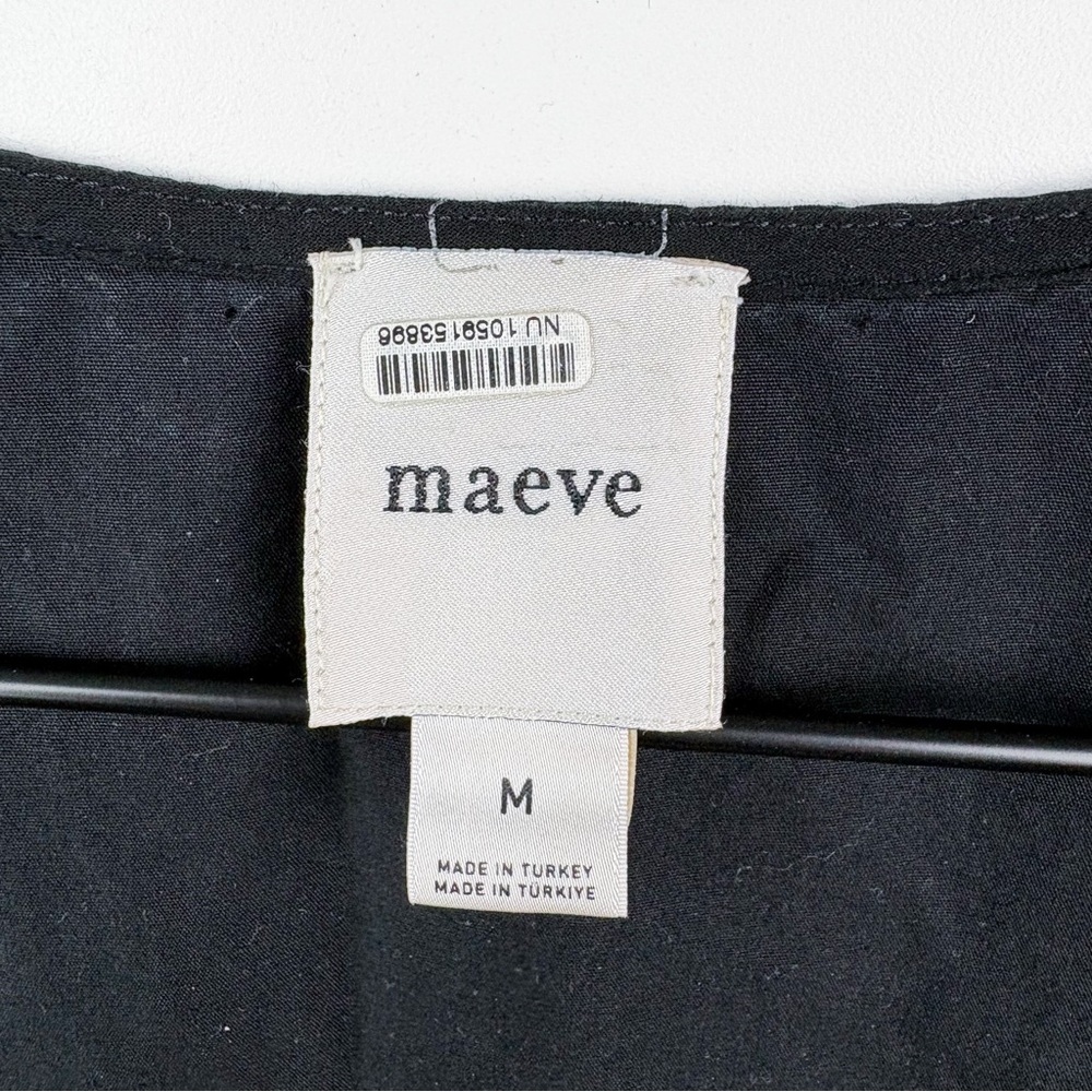 Anthropologie Maeve Drop Waist Midi Dress 100% Cotton Black Square Neck Medium - Picture 4 of 7